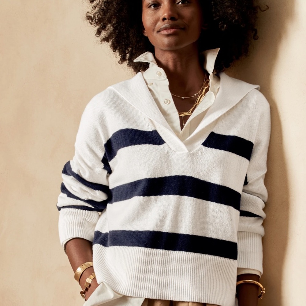 Banana Republic stripe sailor sweater (white and Navy stripes)
